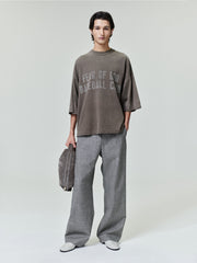 men’s casual flat front mouliné wool pants in light gray with side seam and back waistband pockets