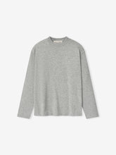 light grey women’s classic knit long sleeve tee with relaxed fit and crew neckline for everyday comfort