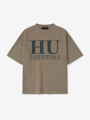 Front view of brown Howard University 90s Tee featuring large dark "HU ESSENTIALS" text centered on chest 4Whejy4Q.jpg gallery 0