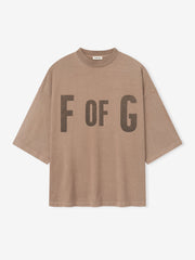 sun-faded taupe heavyweight cotton jersey tee with large "F OF G" print centered on front chest