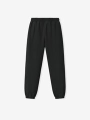 black heavyweight cotton fleece sweatpants with elastic waistband and ankle cuffs in a classic relaxed fit
