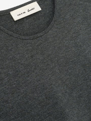 Womens Soft Knit Slim Longsleeve in a muted iron grey, featuring a soft knit texture with a clean round neckline for a sleek, comfortable fit in casual tops.