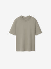 Womens Shrunken Baseball Tee in a muted taupe shade featuring a relaxed fit with elbow-length sleeves and a rounded neckline, designed as a versatile casual top.