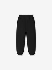 Kids Essentials FW26 Classic Sweatpant in black displayed flat with elastic waistband tapered legs and gathered cuffs Bottoms