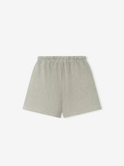 Essentials FW26 Classic Heavy Jersey Short in heather gray shown flat with an elastic waistband and relaxed leg opening on a clean background Bottoms