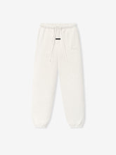 Essentials FW26 Classic Sweatpant in off white with elastic drawstring waist tapered legs ribbed cuffs and subtle Fear of God branding Bottoms