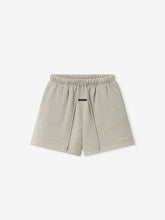 Essentials FW26 Classic Sweatshort in light gray with an elastic waistband and drawcord shown against a clean white background as a minimalist Bottoms product view