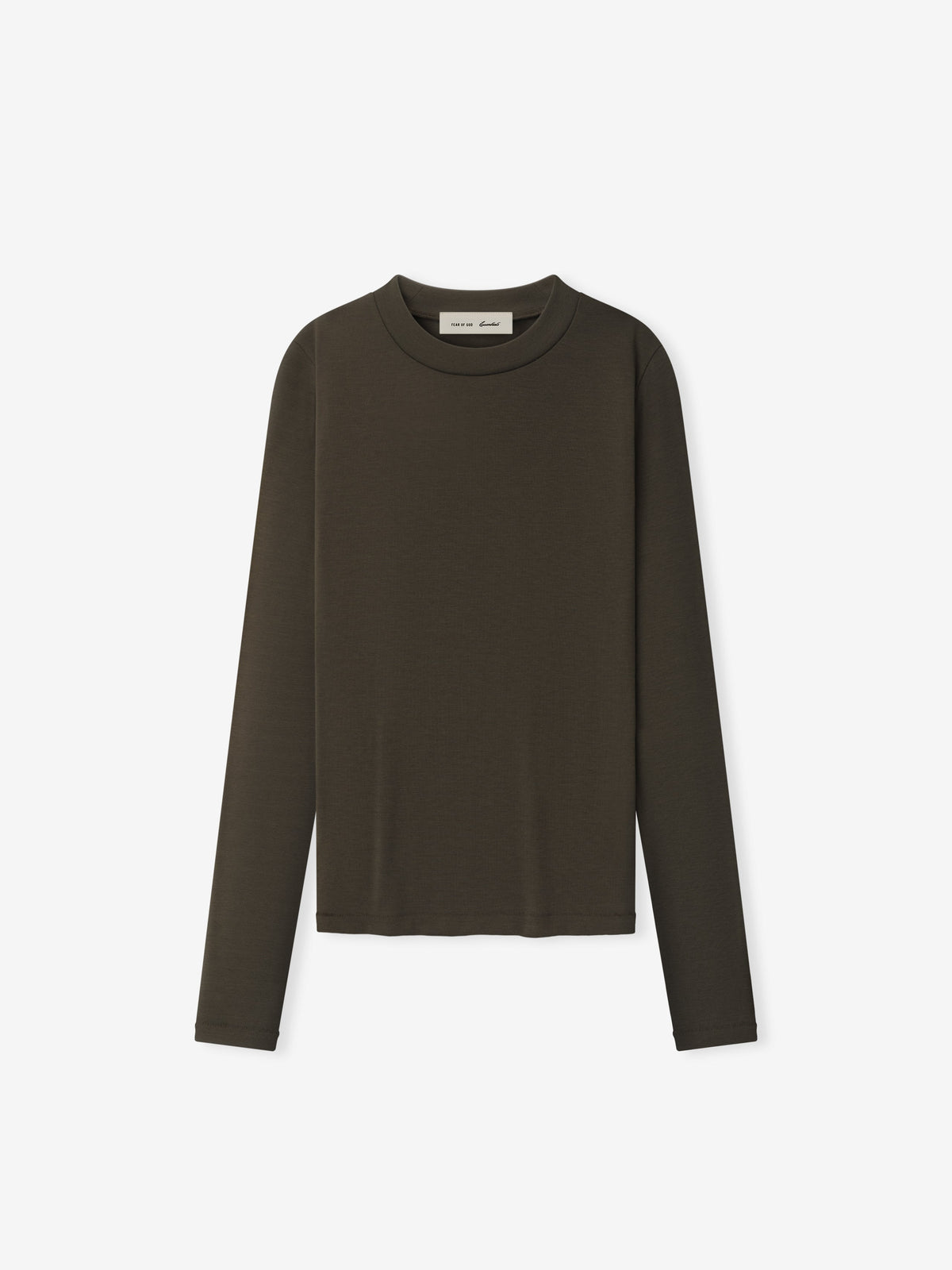 Dark brown long-sleeve top on a white background