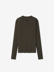 Dark brown long-sleeve top on a white background
