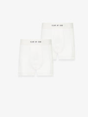 two white rib-knit cotton blend briefs with plush elastic waistbands branded Fear of God