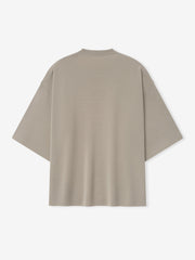 men's oversized light taupe Merino Milano knit tee with dropped shoulders and wide 3/4 length sleeves
