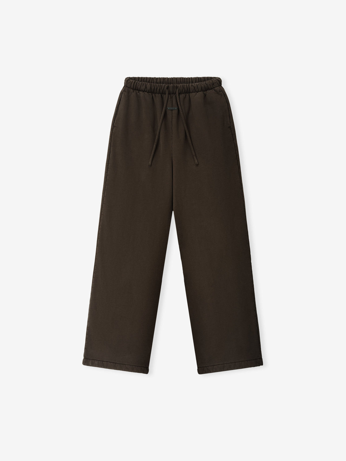 front view of womens wide leg sweatpants in dark heavyweight cotton fleece with elastic waistband and drawstrings