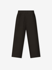 black womens worker pants with straight leg silhouette and clean minimal design against white background