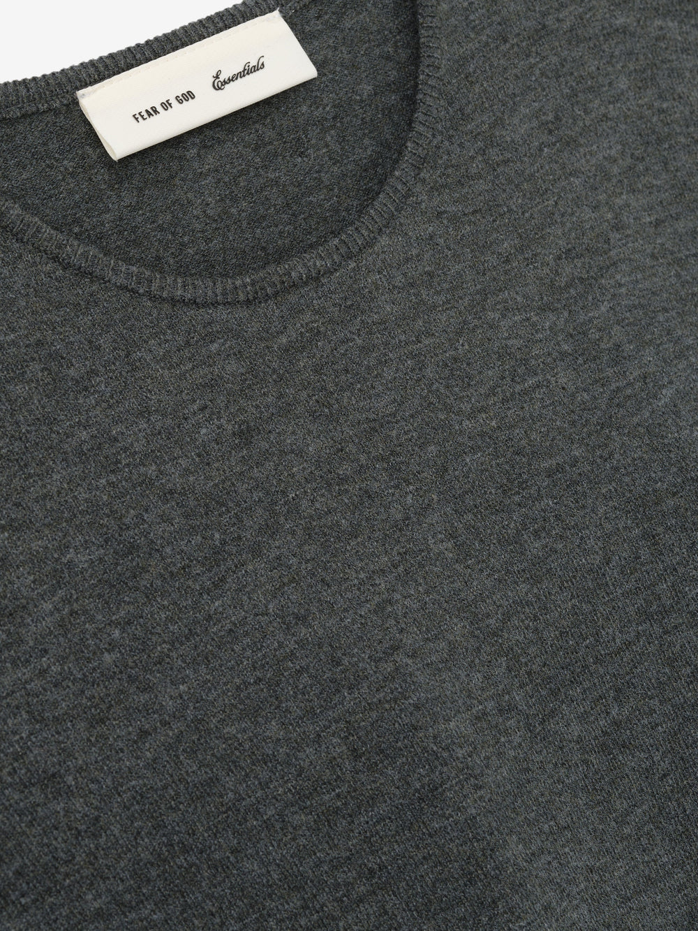 Womens Soft Knit Slim Longsleeve in a muted iron grey, featuring a soft knit texture with a clean round neckline for a sleek, comfortable fit in casual tops.