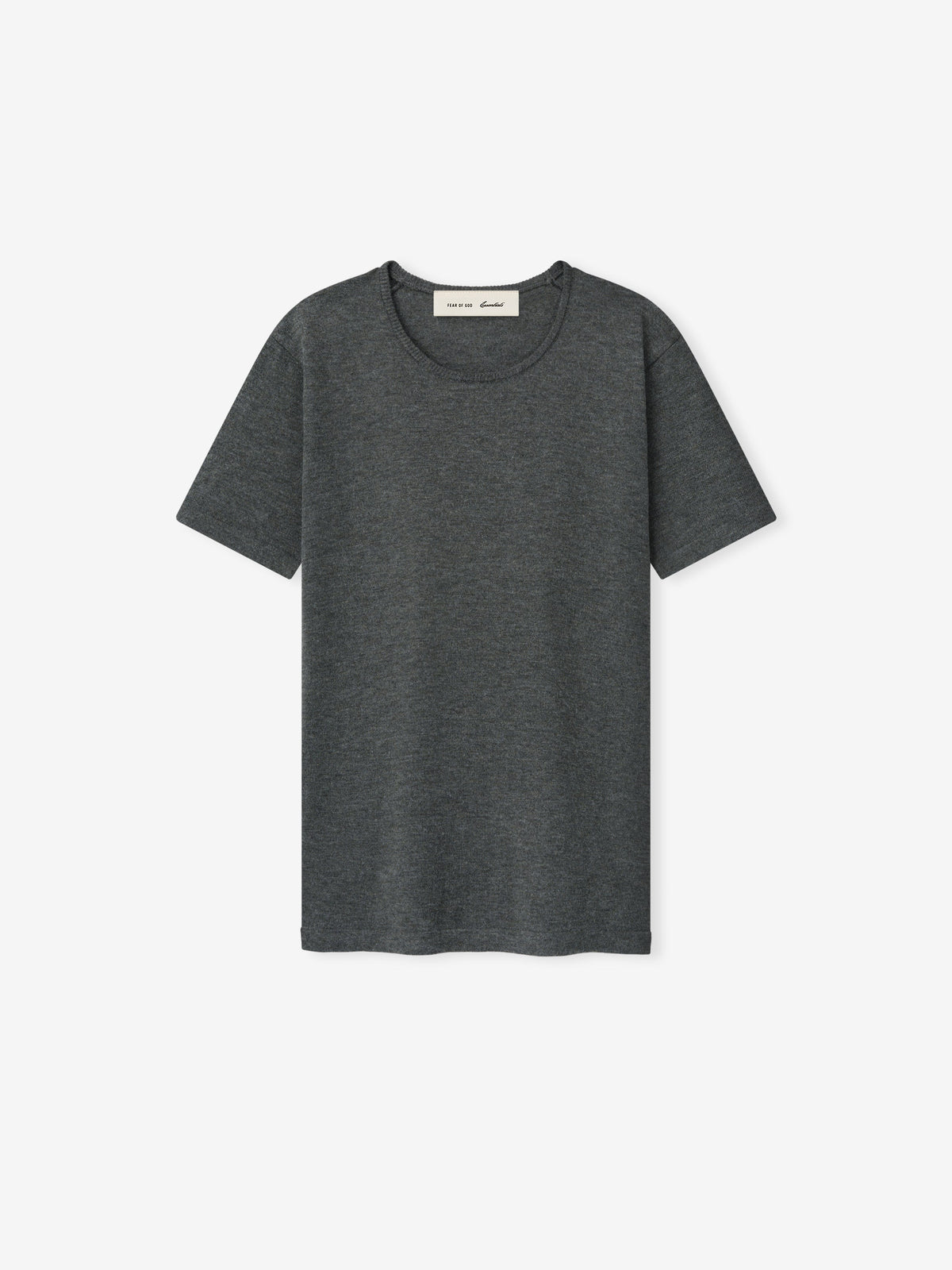 Womens Soft Knit Slim Classic Tee in a rich iron grey shade, crafted from soft knit fabric with a slim fit silhouette and a clean round neckline for versatile casual tops.