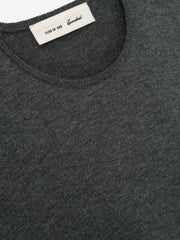 Womens Soft Knit Slim Classic Tee in a muted iron grey shade, featuring finely knit fabric with a smooth round neckline for a refined, slim-fitting casual top.