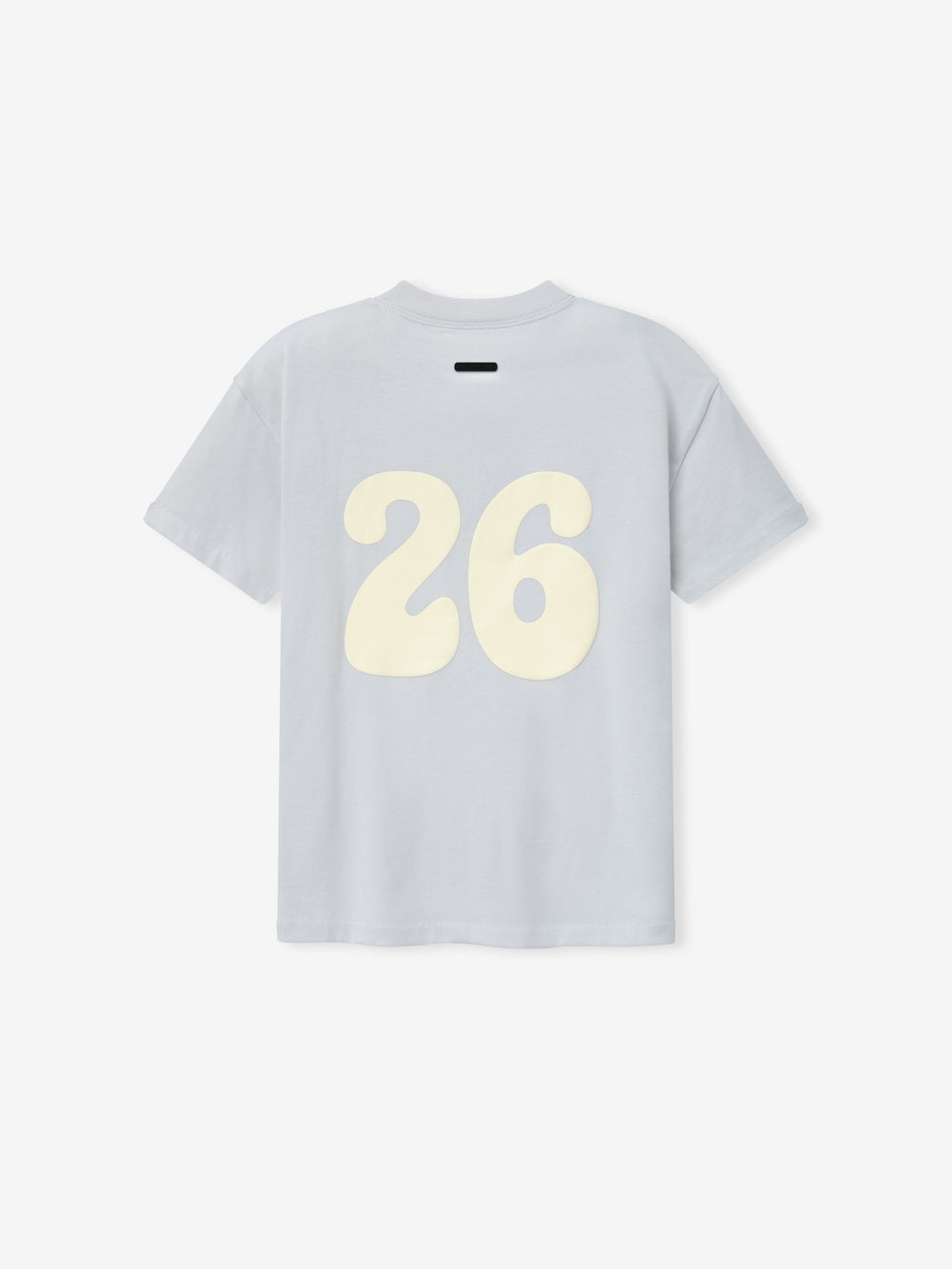 Womens Tri-Blend Classic Fit Tee in a soft overcast gray shade featuring a large cream-colored number 26 graphic on the back with a relaxed silhouette for casual everyday wear.