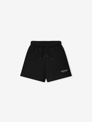 Kids FW26 Classic Sweatshort in black with elastic waistband drawstring relaxed fit and small Essentials Fear of God logo on the leg Bottoms
