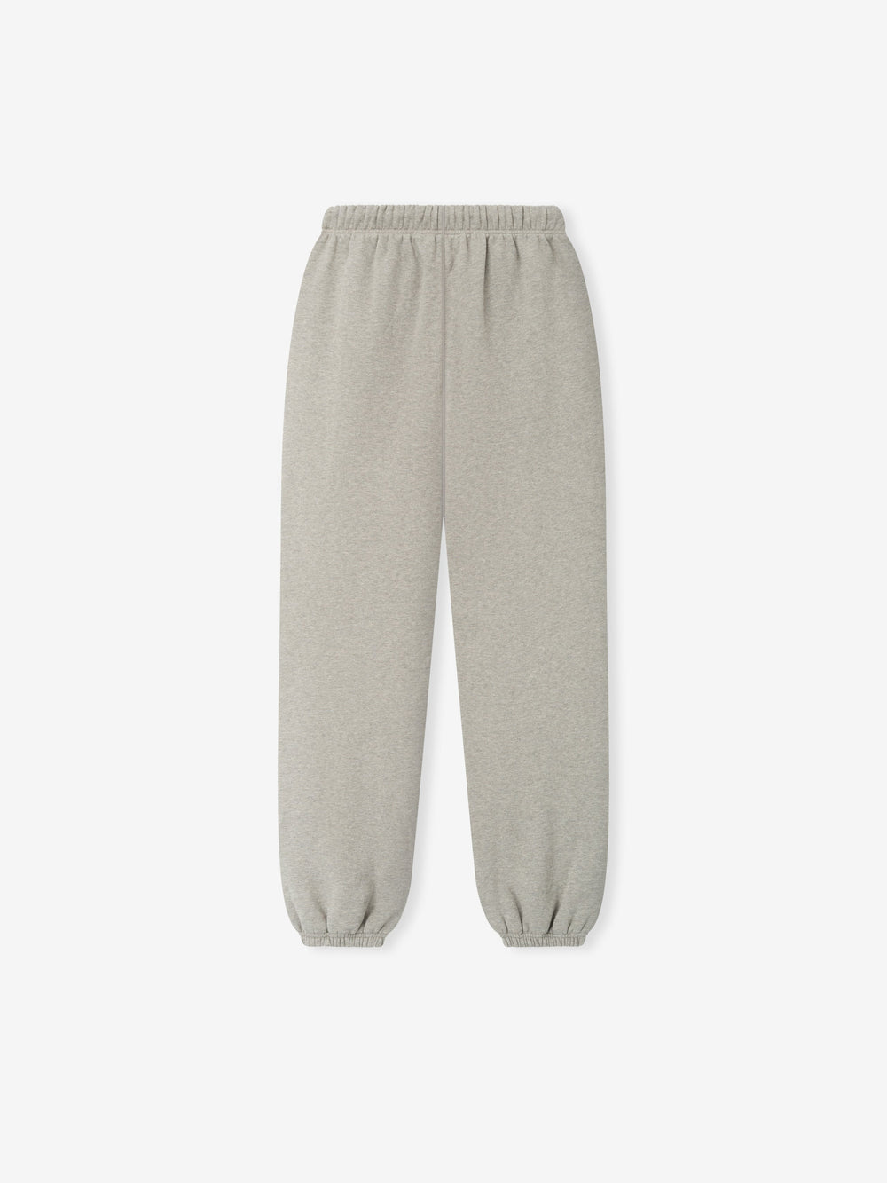 Womens Essentals FW26 Classic Sweatpant in light gray fleece shown flat with elastic waistband and cuffed hems Bottoms