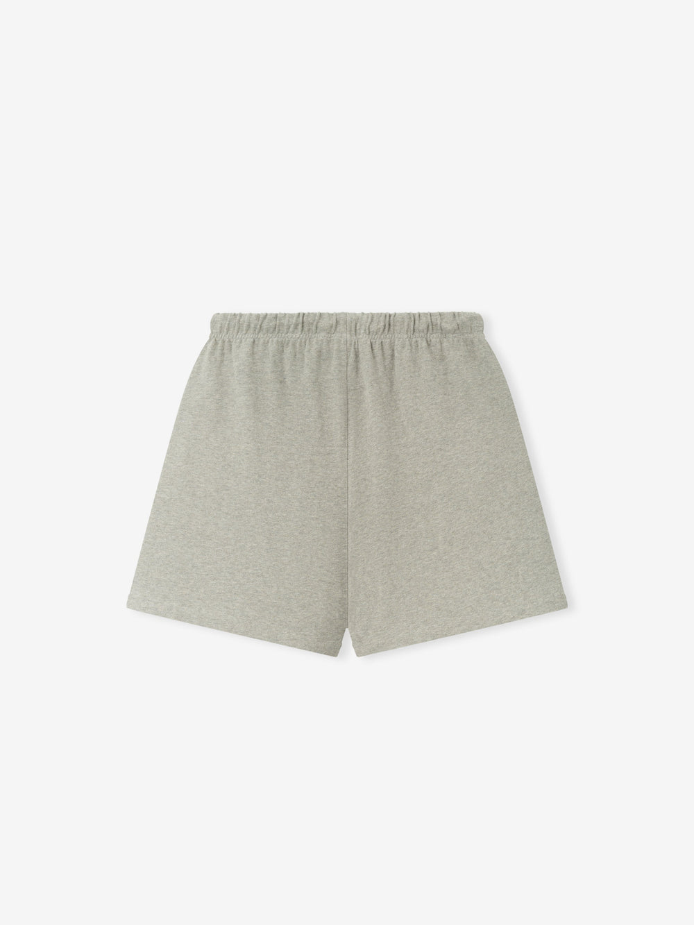 Essentials FW26 Classic Heavy Jersey Short in heather gray shown flat with an elastic waistband and relaxed leg opening on a clean background Bottoms