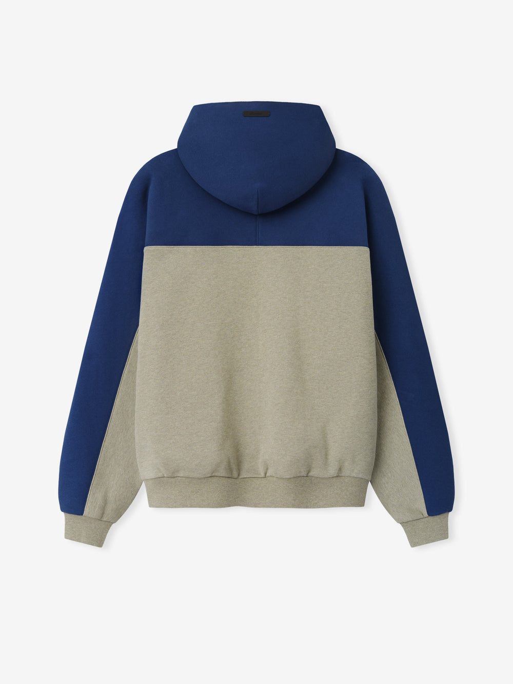 Giants 90s Relaxed Hoodie shown from the back in navy blue and gray with a color blocked fleece body hood and ribbed cuffs as a Tops product view