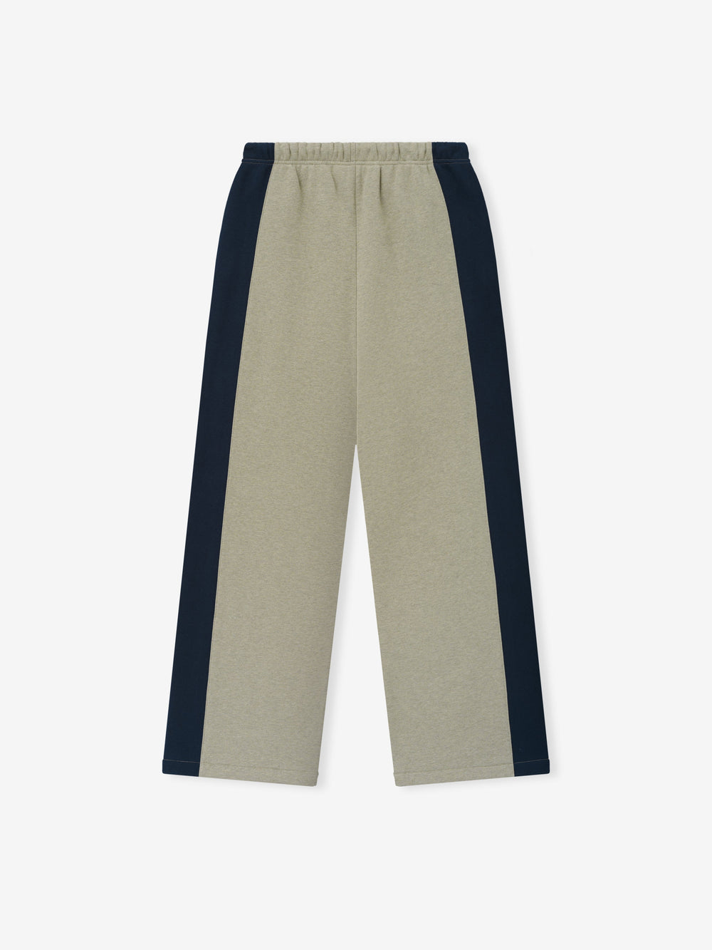Bears Lounge Sweatpant in taupe fleece with navy side panels elastic waistband and straight leg silhouette shown as a Bottoms product view
