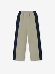 Bears Lounge Sweatpant in taupe fleece with navy side panels elastic waistband and straight leg silhouette shown as a Bottoms product view