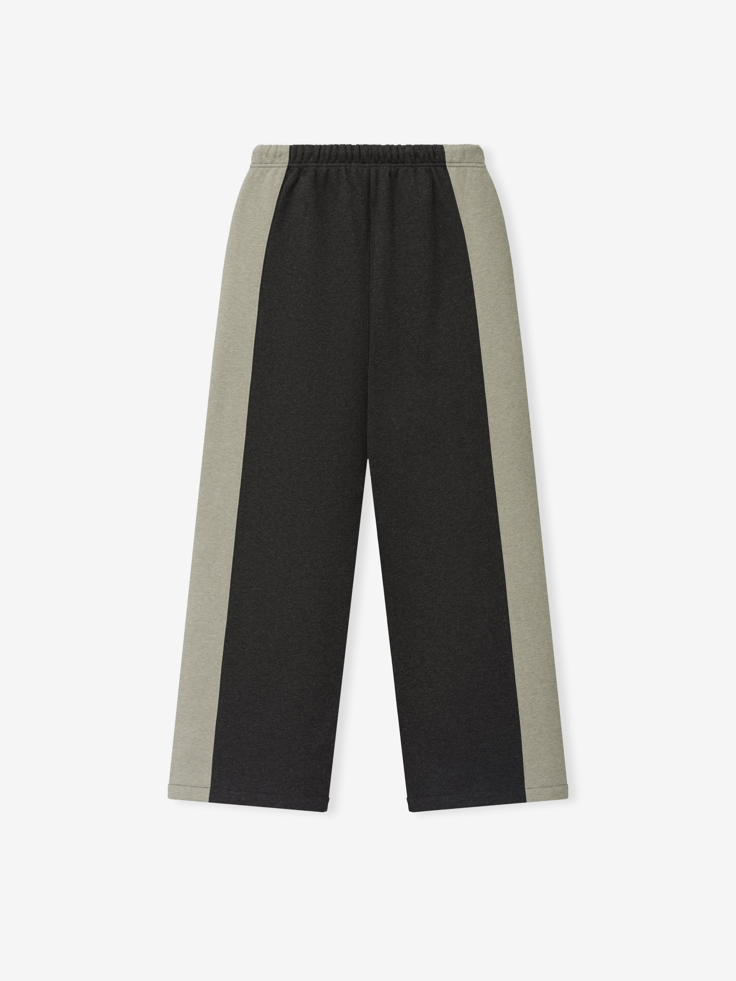 Falcons Lounge Sweatpant in black fleece with contrasting gray side panels elastic waistband and relaxed straight leg fit shown as a Bottoms product view