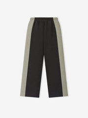 Falcons Lounge Sweatpant in black fleece with contrasting gray side panels elastic waistband and relaxed straight leg fit shown as a Bottoms product view
